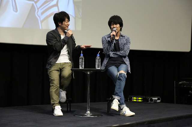 野島健児（左・黒田雪成 役）、吉野裕行（右・荒北靖友 役）(C)渡辺航（週刊少年チャンピオン）／弱虫ペダル 03 製作委員会