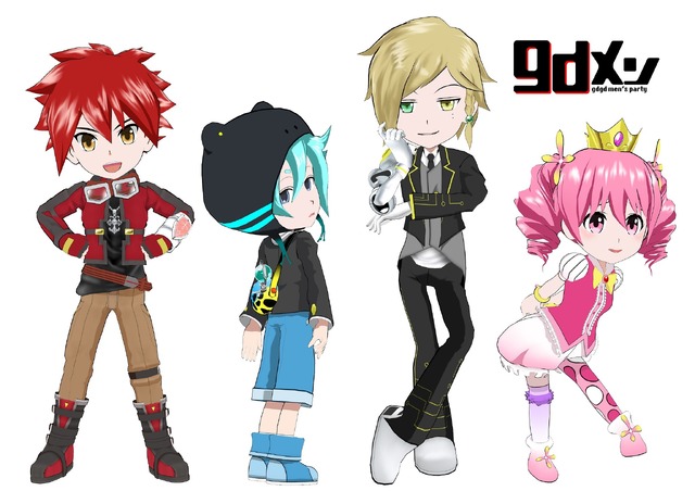 『gdメン』キャラクター（左からライト、ヨミ、アルファ、メロディ）(C)2018 「gdメン」製作委員会