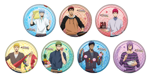 ホログラム缶バッジ（全7種・ランダム） 500 円（税込）(C)藤巻忠俊／集英社・劇場版「黒子のバスケ」製作委員会