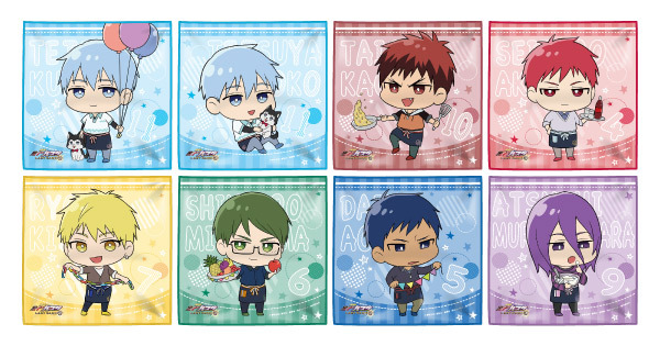 マイクロファイバータオル～ホームパーティーver.～（全 15 種・ランダム） 600 円（税込）(C)藤巻忠俊／集英社・劇場版「黒子のバスケ」製作委員会