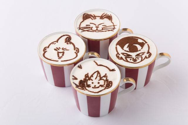 「ドラゴンボールカフェ＆ダイナー」カプチーノ(悟空、カリン様、フリーザ、魔人ブウ)　各650円（税別）(C)バードスタジオ／集英社・フジテレビ・東映アニメーション