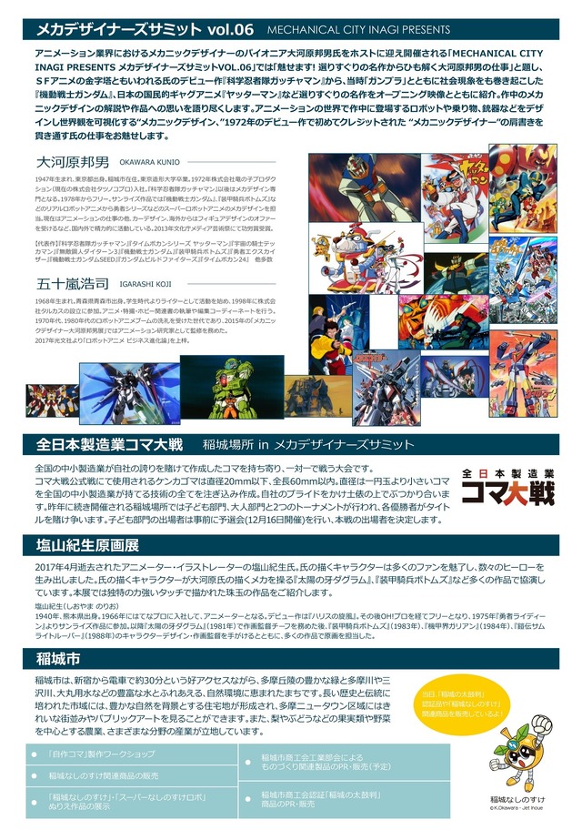 「メカデザイナーズサミットVOL.06」フライヤー裏(C)サンライズ (C)創通・サンライズ (C)タツノコプロ (C)タツノコプロ・読売テレビ 2008