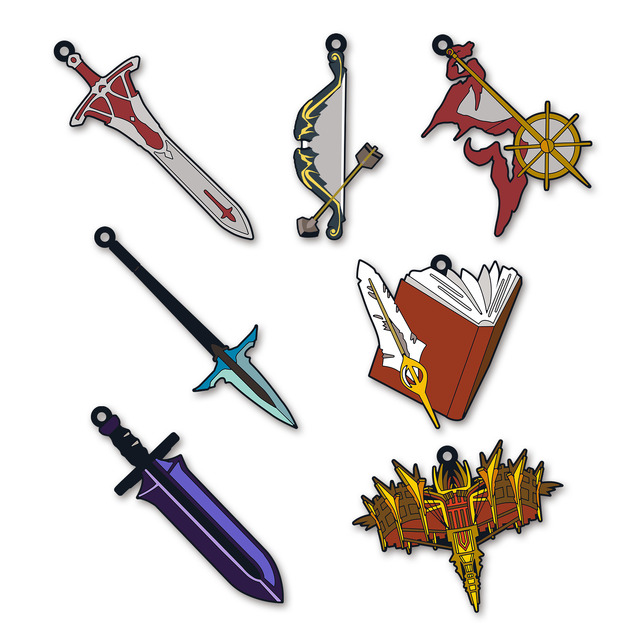 「F賞:キャラクターモチーフストラップ-赤の陣営-」（全7種／約6cm）※いずれか1つ・種類は選択不可(C)東出祐一郎・TYPE-MOON / FAPC