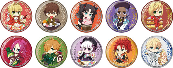 「セガコラボカフェ Fate/EXTRA Last Encore」 缶バッジ ～スイーツver.～（全10種）  400円（税込）  (C)TYPE-MOON / Marvelous, Aniplex, Notes, SHAFT  (C)SEGA