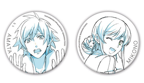 「河森正治展」アニメイトオンリーショップ『アクエリオンEVOL』缶バッジ（アマタ／ミコノ）(C)SHOJI KAWAMORI, SATELIGHT/Project AQUARION EVOL