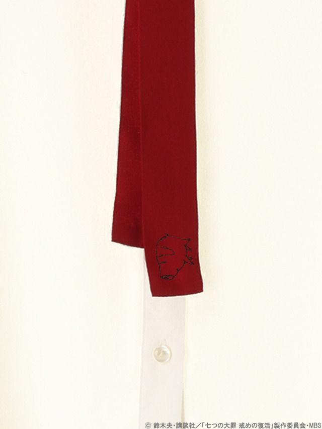 earth music＆ecology Japan Label ×『七つの大罪 戒めの復活』メリオダスイメージネクタイ付きブラウス4,590円+税 (C)鈴木央・講談社／「七つの大罪戒めの復活」製作委員会・MBS produced by CHORD co.,ltd.