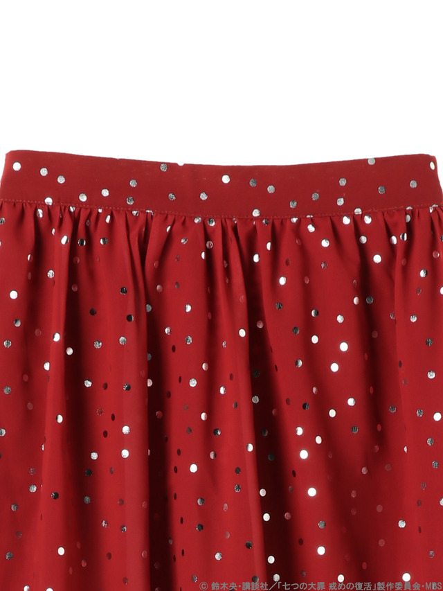 earth music＆ecology Japan Label ×『七つの大罪 戒めの復活』バンイメージドットプリントイレヘムスカート4,990円+税(C)鈴木央・講談社／「七つの大罪戒めの復活」製作委員会・MBS produced by CHORD co.,ltd.