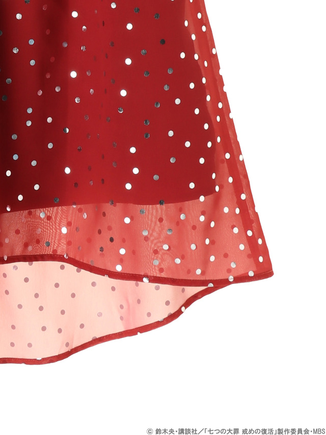 earth music＆ecology Japan Label ×『七つの大罪 戒めの復活』バンイメージドットプリントイレヘムスカート4,990円+税(C)鈴木央・講談社／「七つの大罪戒めの復活」製作委員会・MBS produced by CHORD co.,ltd.