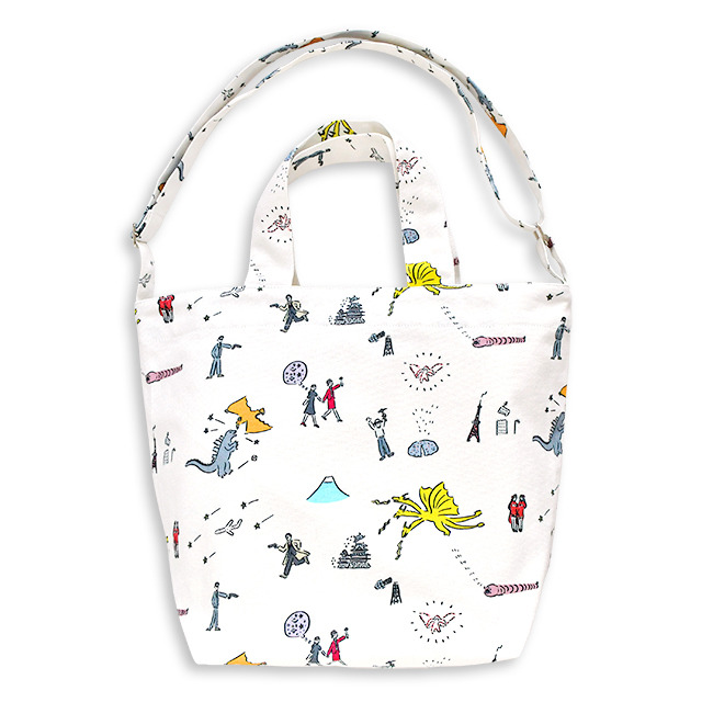 ゴジラ映画『三大怪獣 地球最大の決戦』コラボグッズ キャンバスショルダートート 3,500円＋税TM&(C)TOHO CO.,LTD.