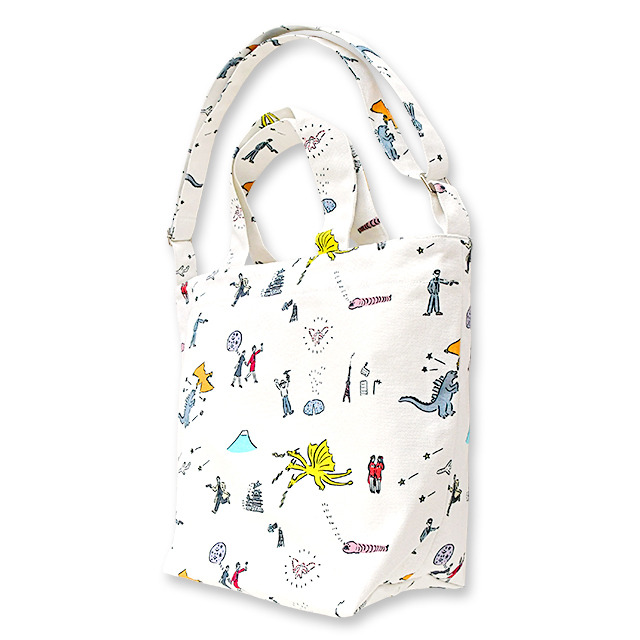 ゴジラ映画『三大怪獣 地球最大の決戦』コラボグッズ キャンバスショルダートート 3,500円＋税TM&(C)TOHO CO.,LTD.