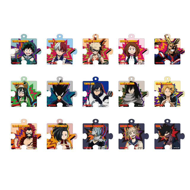 「僕のヒーローアカデミア×TOWER RECORDS CAFE」トレーディングポリカパズルキーホルダー （全 15 種）：各 540 円(C)堀越耕平／集英社・僕のヒーローアカデミア製作委員会