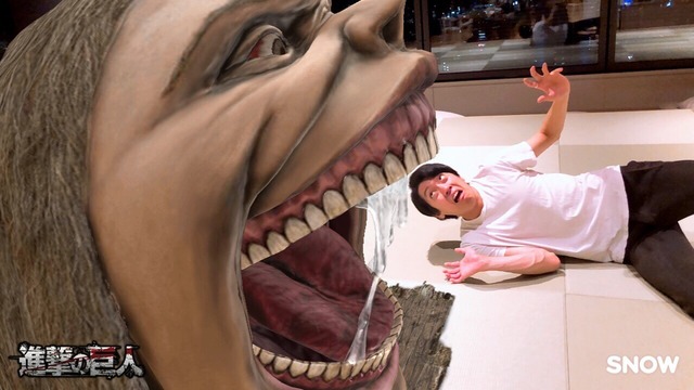 『進撃の巨人』SNOWスタンプ 使用例(C)諫山創・講談社／「進撃の巨人」製作委員会