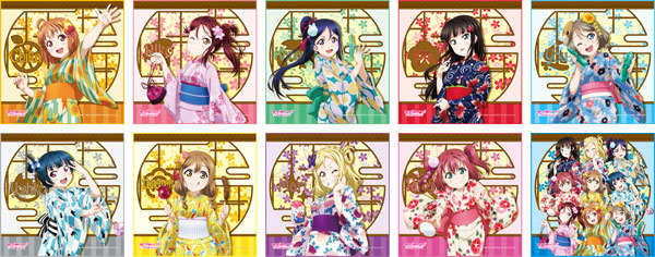 セガコラボカフェ ラブライブ！サンシャイン!!　マイクロファイバータオルVol.1 (浴衣)(全10種：ランダム)　 600円(税込) (C)2017 プロジェクトラブライブ！サンシャイン!! (C)SEGA