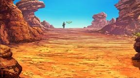 映画の冒頭シーン。黒では荒野が。