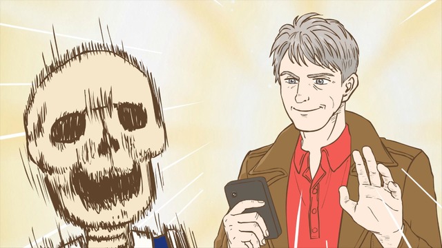 『ガイコツ書店員 本田さん』第1話 先行カット (C)本田・KADOKAWA/ガイコツ書店員本田さん製作委員会