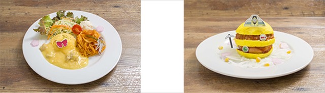 「セガコラボカフェ ラブライブ！サンシャイン!! feat. サクラ大戦」花丸ちゃんのサクラ大戦オムレツ（左）／光武ハナマル機サンド（右）各1,200円(C)2017 プロジェクトラブライブ!サンシャイン!! (C)SEGA