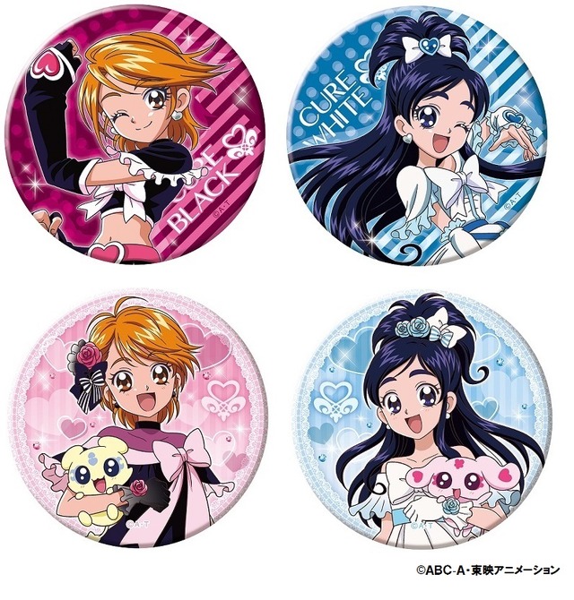 ふたりはプリキュア 缶バッジ　4種　各600円＋税（キュアブラック/キュアホワイト/美墨 なぎさ/雪城 ほのか）(C)ＡＢＣ-Ａ・東映アニメーション