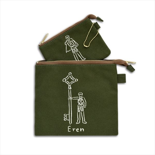 『進撃の巨人』鬼頭祈コラボ ポーチセット（5種／2色展開）3,200円＋税（C）諫山創・講談社 /「進撃の巨人」製作委員会