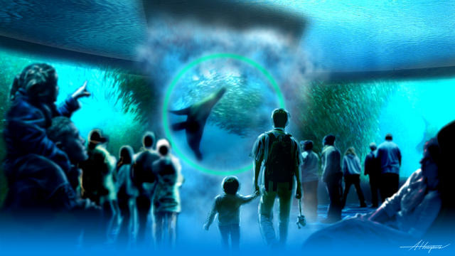 フォグスクリーンを用いた立体的演出が特徴