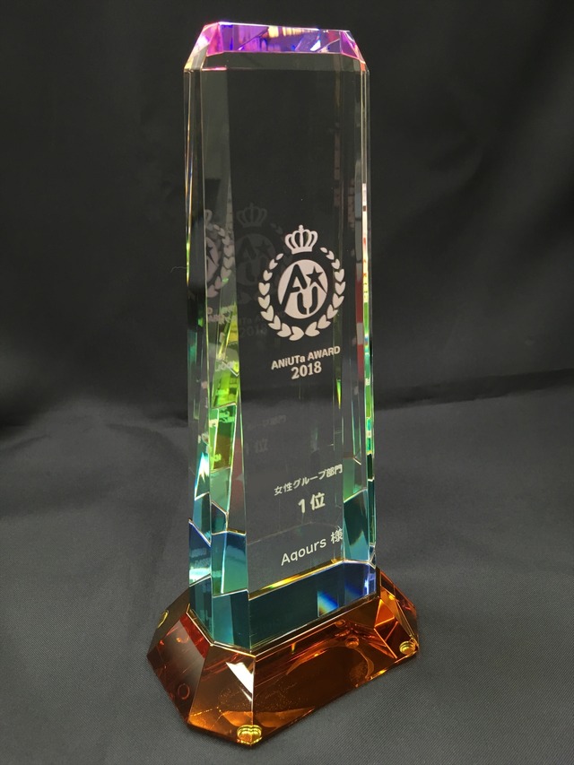「ANiUTa AWARD 2018」楽曲／個人部門トロフィー