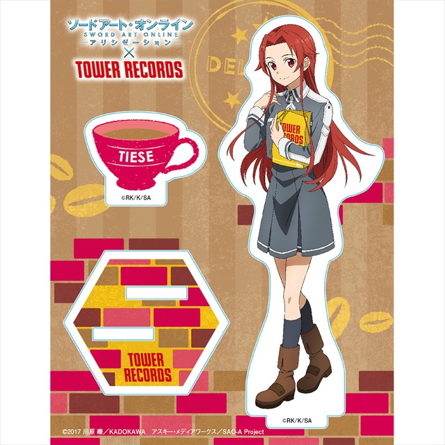 「ソードアート・オンライン アリシゼーション×TOWER RECORDS CAFE」アクリルスタンド（全 6 種）1,000 円＋税 （C）2017 川原 礫／ＫＡＤＯＫＡＷＡ アスキー・メディアワークス／SAO-A Project