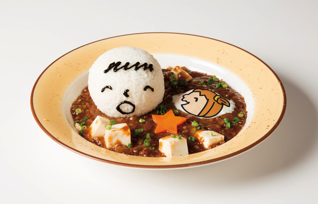 「ポプテピピック×サンリオキャラクターズカフェ池袋」「しょうがねーだろ たあ坊なんだ辛マーボー」1,290円＋税（C）Ｏ/Ｔ・Ｋ（C）'76,'84,'93,'96,'01,'05,'19 SANRIO CO., LTD. APPROVAL NO.Ｓ593879