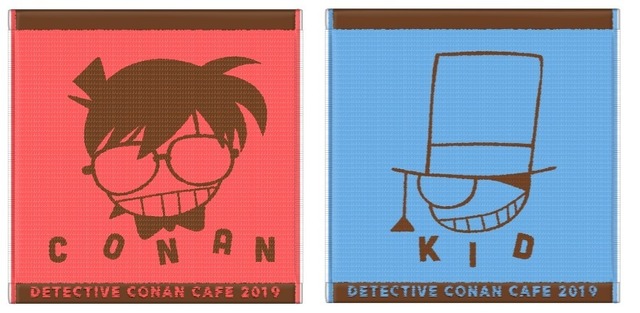 ハンドタオル 2種（江戸川コナン/怪盗キッド）　各600円（C）青山剛昌／小学館・読売テレビ・TMS 1996（C）2019 青山剛昌／名探偵コナン製作委員会