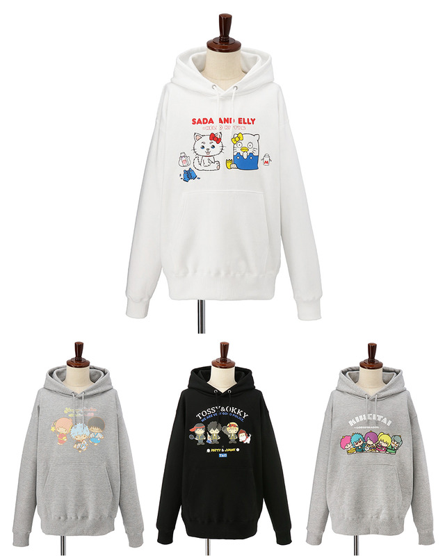 「プルオーバーパーカー(全4種)」各6,000円（税別）（C）空知英秋／集英社・テレビ東京・電通・BNP・アニプレックス（C）'76, '82, '19 SANRIO APPR. NO.S594370