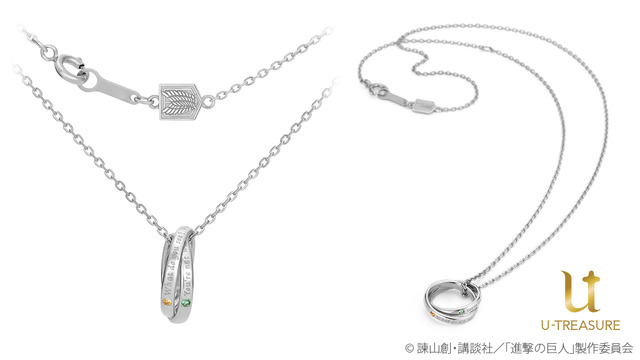 『進撃の巨人』ダブルリングペンダントK10イエロー・ピンクゴールド 39,800円（税込）/ シルバー　16,800円（税込）（C）諫山創・講談社／「進撃の巨人」製作委員会