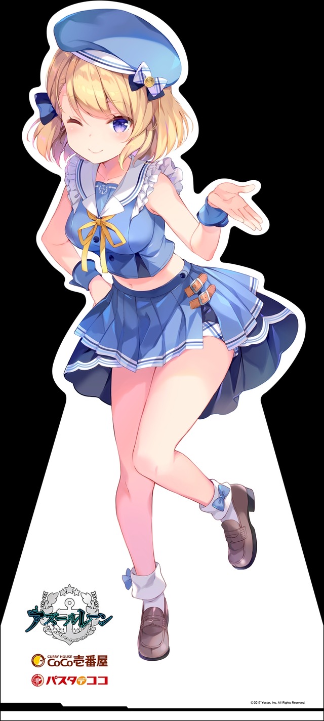 「アズールレーン×ココイチ・パスタデココ」キャンペーン 描き下ろしキャラクター等身大パネル（C）2017 Manjuu Co.,Ltd. & Yongshi Co.,Ltd. All Rights Reserved. （C）2017 Yostar, Inc. All Rights Reserved.