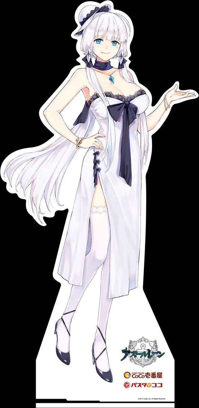 「アズールレーン×ココイチ・パスタデココ」キャンペーン 描き下ろしキャラクター等身大パネル（C）2017 Manjuu Co.,Ltd. & Yongshi Co.,Ltd. All Rights Reserved. （C）2017 Yostar, Inc. All Rights Reserved.