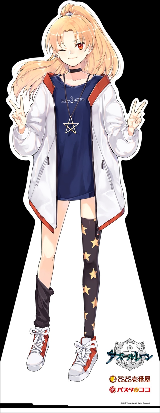 「アズールレーン×ココイチ・パスタデココ」キャンペーン 描き下ろしキャラクター等身大パネル（C）2017 Manjuu Co.,Ltd. & Yongshi Co.,Ltd. All Rights Reserved. （C）2017 Yostar, Inc. All Rights Reserved.