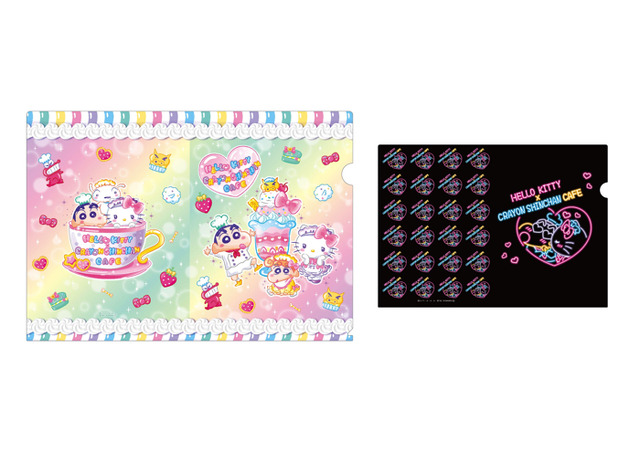 「ハローキティ×クレヨンしんちゃんカフェ」A4/A5クリアファイルセット 600円（C） U／F・S・A・A（C） 1976, 2019 SANRIO CO., LTD.APPROVAL NO. G594645