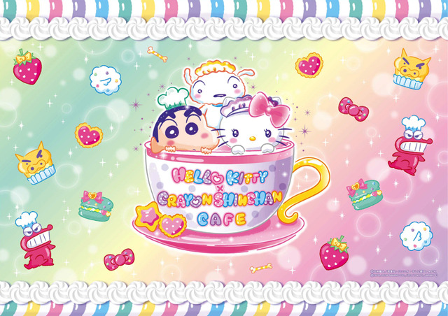 「ハローキティ×クレヨンしんちゃんカフェ」カフェ限定 ペーパーランチョンマット（C） U／F・S・A・A（C） 1976, 2019 SANRIO CO., LTD.APPROVAL NO. G594645