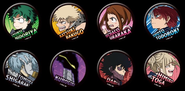 『僕のヒーローアカデミア』トレーディング缶バッチ※ブラインド商品 全 8 種 1 個 350 円（税抜）  イベント価格 1BOX 3000 円（税込）（C）堀越耕平／集英社・僕のヒーローアカデミア製作委員会