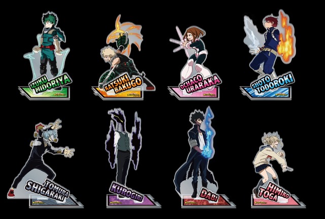 『僕のヒーローアカデミア』アクリルスタンド全 8 種各 1400 円（税抜）  イベント価格 1500 円（税込） （C）堀越耕平／集英社・僕のヒーローアカデミア製作委員会