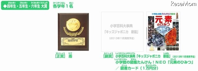 「4年生・5年生・6年生大賞」正賞・副賞
