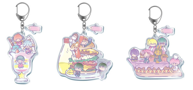 「『銀魂×Sanrio characters』コラボカフェ」アクリルキーホルダー（全3種：万事屋/真選組/鬼兵隊）　各1,200円（C）空知英秋／集英社・テレビ東京・電通・BNP・アニプレックス（C）1976,1982,2019 SANRIO CO.,LTD. TOKYO,JAPAN