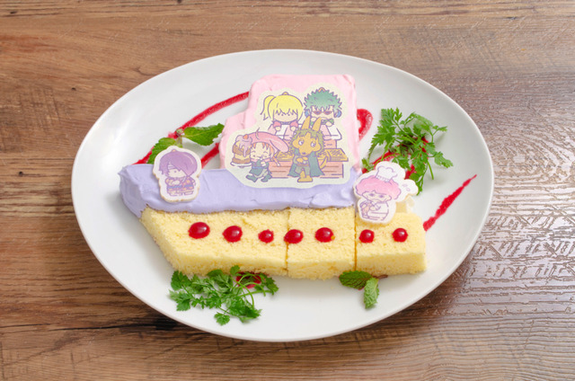「『銀魂×Sanrio characters』コラボカフェ」鬼兵隊×ゴロピカドン＆マイメロディの船型ケーキ 　1,290円（C）空知英秋／集英社・テレビ東京・電通・BNP・アニプレックス（C）1976,1982,2019 SANRIO CO.,LTD. TOKYO,JAPAN