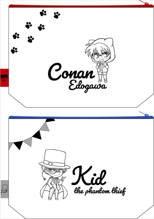 『名探偵コナン』タイアップイベント「怪盗キッドから『想い出の輝石（エモーショナルリンク』を守れ！」ミニポーチ (全 2 種) 価格：各 1,950 円（C）青山剛昌／小学館・読売テレビ・TMS 1996