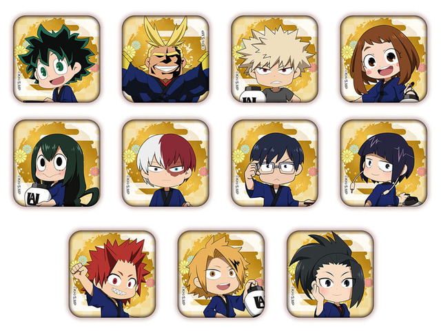 「スクエア缶バッジ」400円（税込）（C）堀越耕平／集英社・僕のヒーローアカデミア製作委員会