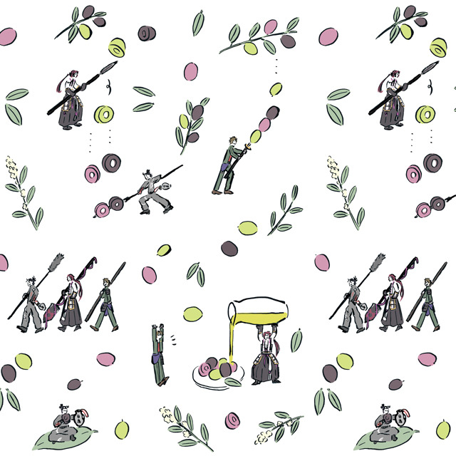 「御手杵・蜻蛉切・日本号とオリーブ」（C）2015-2019 DMM GAMES/Nitroplus