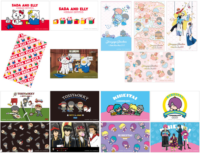 『銀魂 × Sanrio characters（サンリオキャラクターズ） ～キャラクターやるのも大変だ2～』ステッカー4枚セット　全4種(定春＆エリザベス/万事屋/真選組/鬼兵隊)　各400円(税抜)（C）空知英秋／集英社・テレビ東京・電通・BNP・アニプレックス（C）1976,1982,2019 SANRIO CO.,LTD. TOKYO,JAPAN