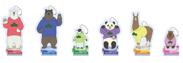 「セガコラボカフェ おそ松さん×しろくまカフェ スタンド付きビッグアクリルキーホルダー　（全12種）」各1,200円（税込）（C）赤塚不二夫／おそ松さん製作委員会　（C）ヒガアロハ／しろくまカフェ製作委員会 2012　（C）SEGA