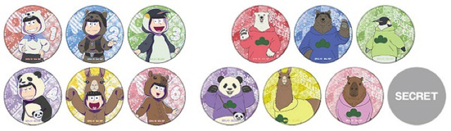 「セガコラボカフェ おそ松さん×しろくまカフェ ホログラム缶バッジ（全13種）」500円（税込）（C）赤塚不二夫／おそ松さん製作委員会　（C）ヒガアロハ／しろくまカフェ製作委員会 2012　（C）SEGA