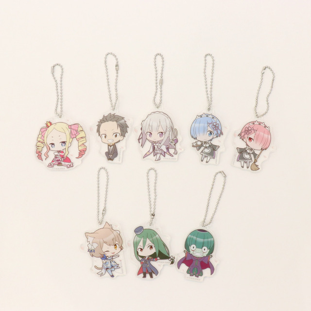アクリルキーホルダー 各￥300円（税抜）（C）長月達平・株式会社KADOKAWA刊／Re:ゼロから始める異世界生活製作委員会