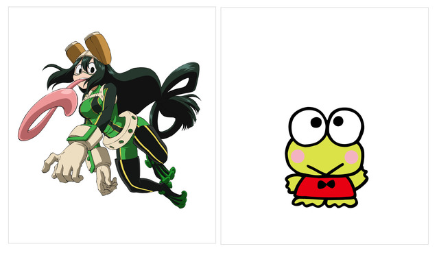 蛙吹 梅雨×けろけろけろっぴ（C）堀越耕平／集英社・僕のヒーローアカデミア製作委員会（C）1976, 1979, 1988, 1989, 1992, 1993, 1996, 2001, 2019 SANRIO CO.,LTD.