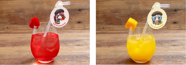 「バンドリ！ ガールズバンドパーティ！カフェ 2019」バンドカラーカラフルドリンク2019（ストロベリーソーダ）690 円、バンドカラーカラフルドリンク2019（マンゴージュース）690 円（C）BanG Dream! Project （C）Craft Egg Inc. （C）bushiroad All Rights Reserved.
