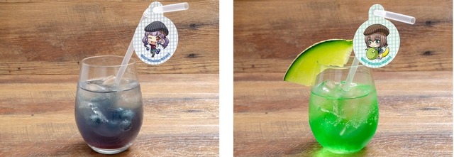 「バンドリ！ ガールズバンドパーティ！カフェ 2019」バンドカラーカラフルドリンク2019（ブルーベリーソーダ）690 円、バンドカラーカラフルドリンク2019（メロンソーダ）690 円（C）BanG Dream! Project （C）Craft Egg Inc. （C）bushiroad All Rights Reserved.