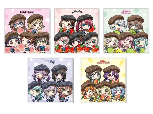 「バンドリ！ ガールズバンドパーティ！カフェ 2019」ミニキャンバスアート（全 5 種） 各 3,000 円（Poppin'Party/Afterglow/Pastel＊Palettes/Roselia/ハロー、ハッピーワールド！）（C）BanG Dream! Project （C）Craft Egg Inc. （C）bushiroad All Rights Reserved.